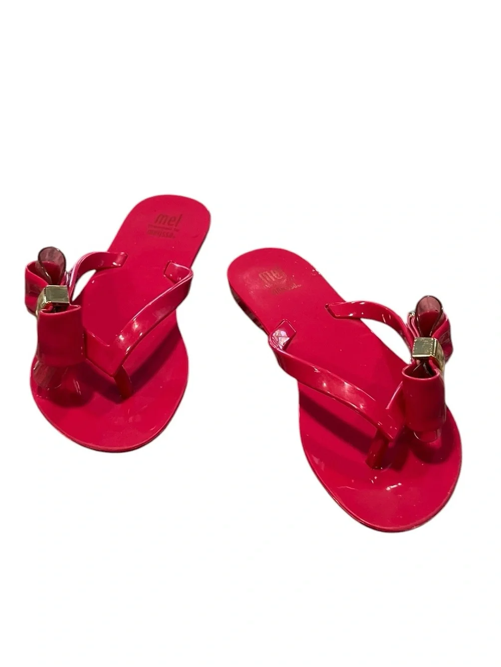 Melissa Hot Pink Bow Jelly Flip Flops Girls Size 13 US / EU 31